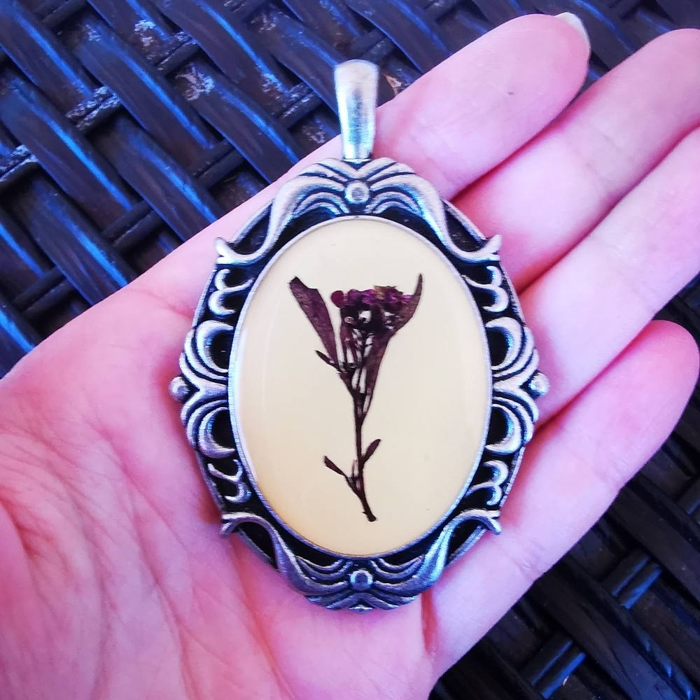 Victorian metal flower pendant